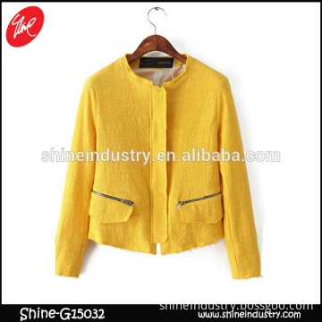 2015 spring women's clothing yellow Slim thin and short coat
